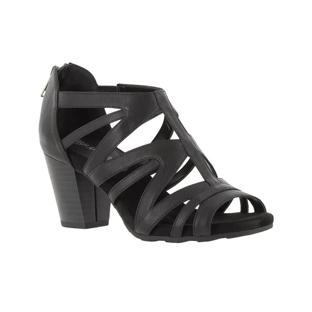 Black Strappy Block Heel Sandal - Women